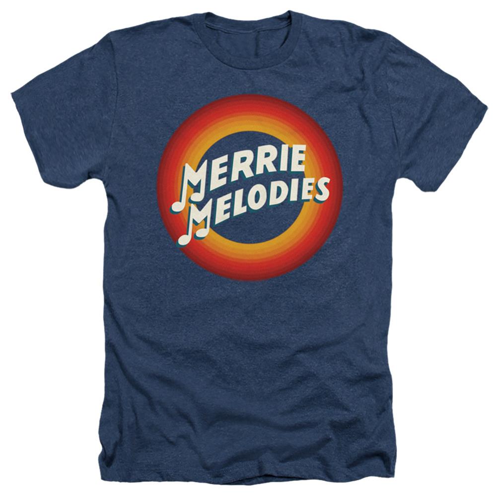Looney Tunes Merrie Logo Men's 30/1 Heather 60 40 Poly Short-Sleeve T-Shirt