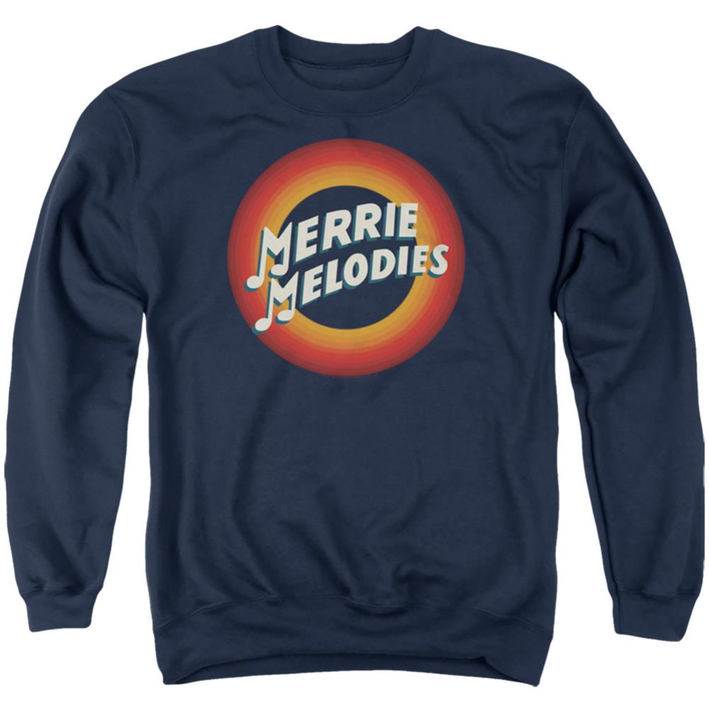 Looney Tunes Merrie Logo Men's Crewneck 50 50 Poly Long-Sleeve T-Shirt