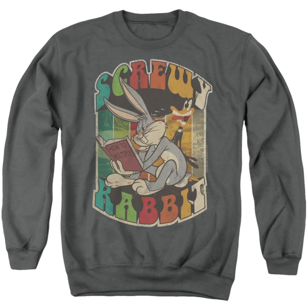 Looney Tunes Screwy Rabbit Men's Crewneck 50 50 Poly Long-Sleeve T-Shirt