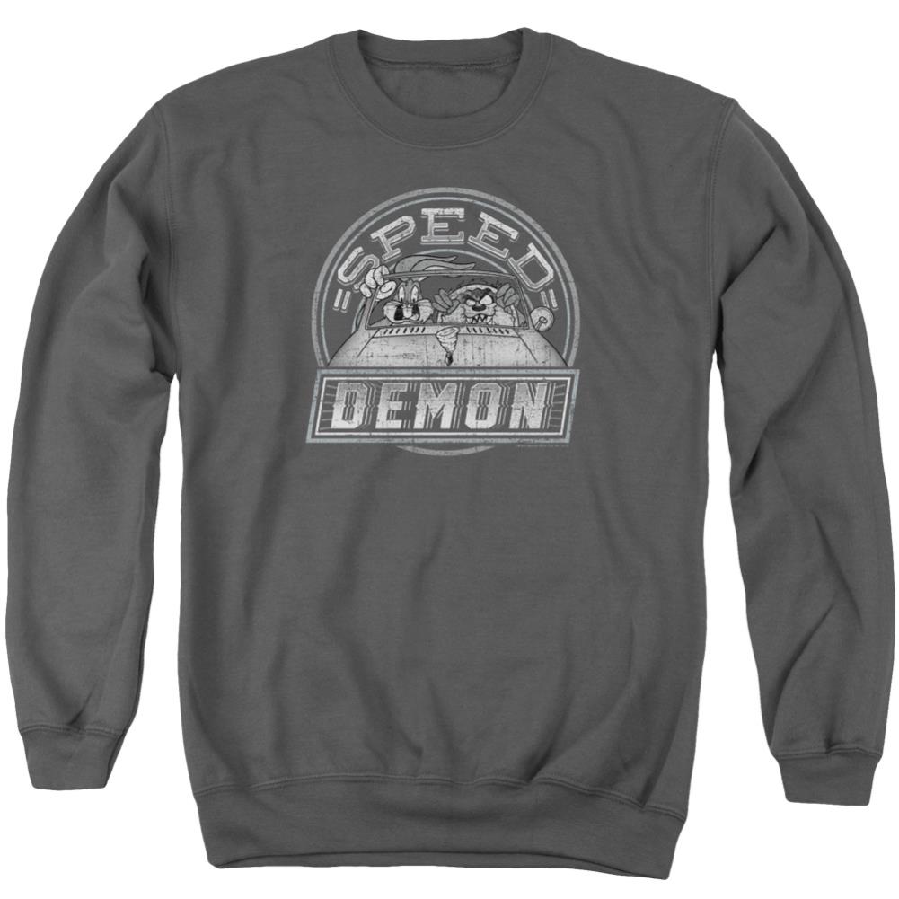 Looney Tunes Speed Demon Men's Crewneck 50 50 Poly Long-Sleeve T-Shirt