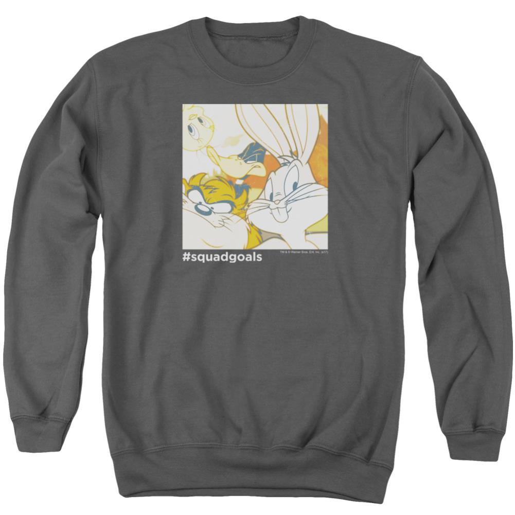 Looney Tunes Squad Goals Men's Crewneck 50 50 Poly Long-Sleeve T-Shirt