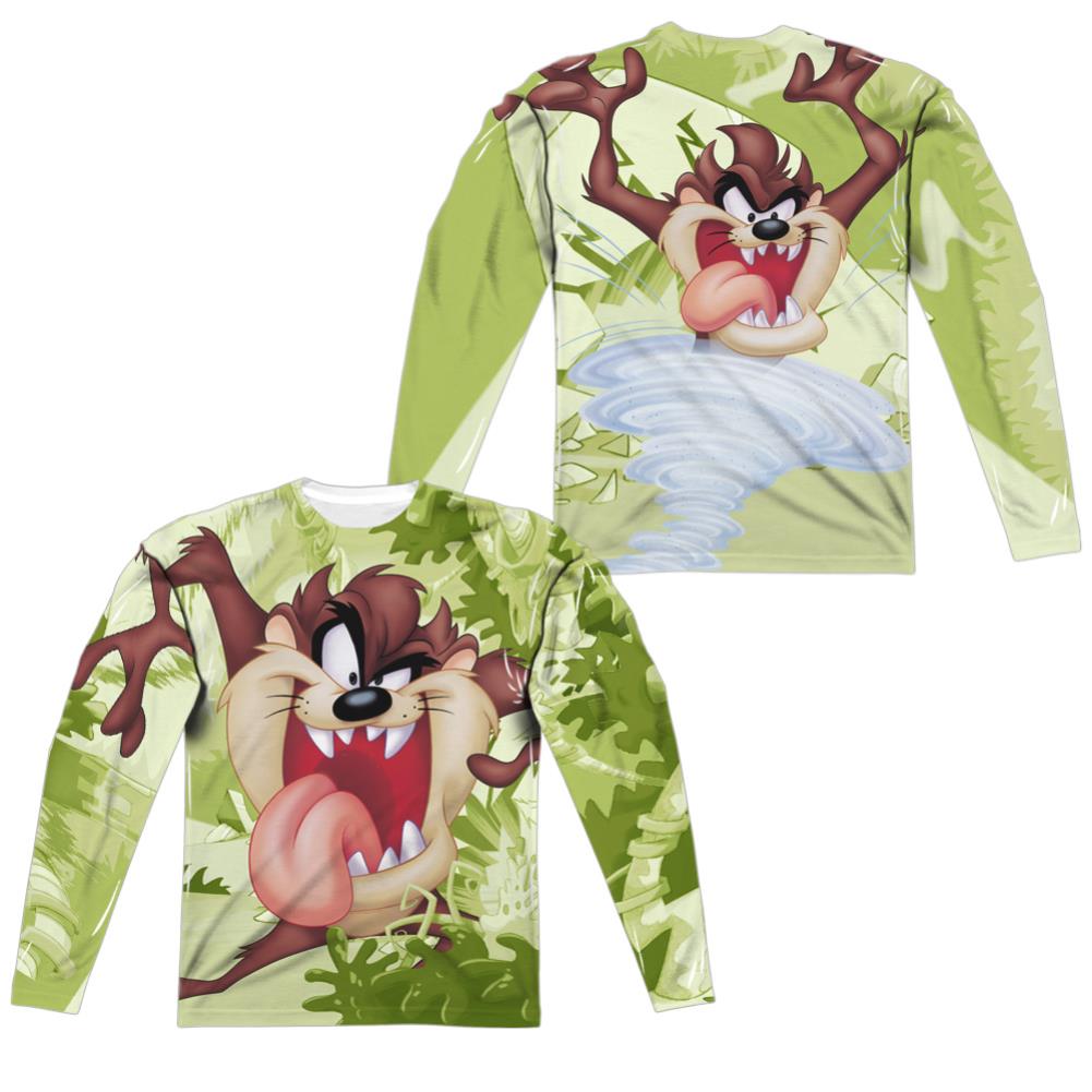 Looney Tunes Taz (Front/Back Print) Men's Regular Fit Polyester Long-Sleeve T-Shirt