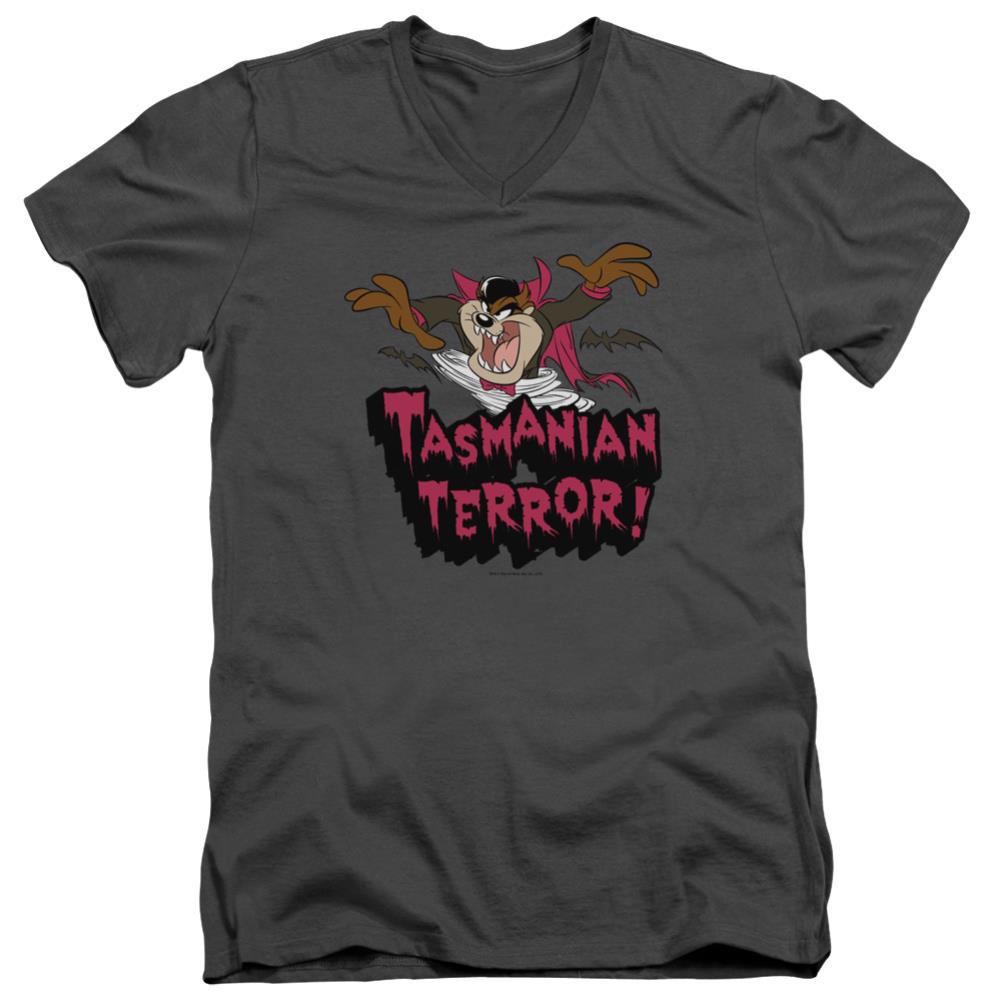 Looney Tunes Taz Terror Men's 30/1 Cotton Slim V-Neck T-Shirt
