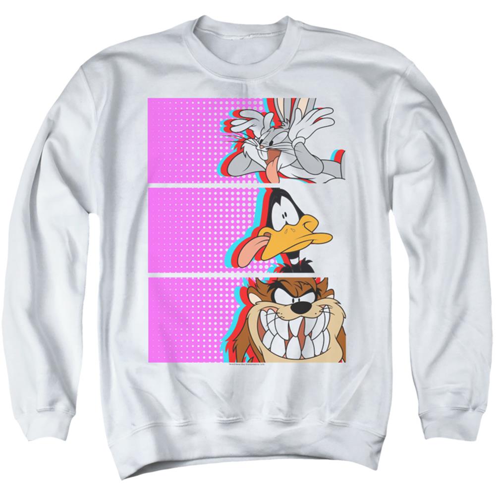 Looney Tunes Tiles Men's Crewneck 50 50 Poly Long-Sleeve T-Shirt