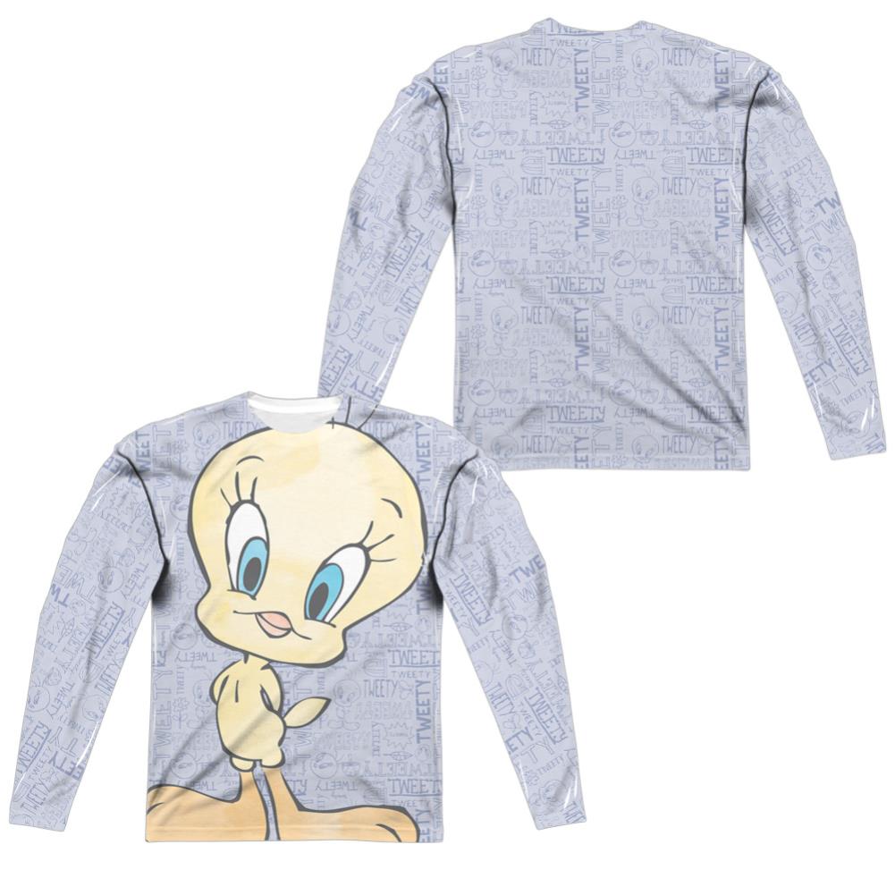 Looney Tunes Tweety Girl (Front/Back Print) Men's Regular Fit Polyester Long-Sleeve T-Shirt