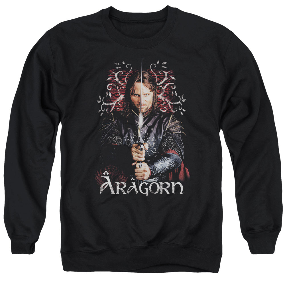 Lord Of The Rings Aragorn Men's Crewneck 50 50 Poly Long-Sleeve T-Shirt