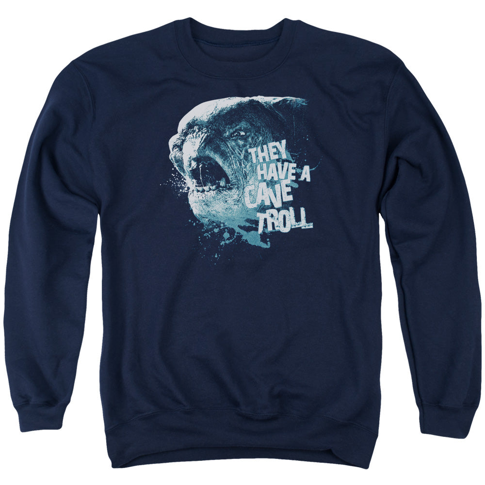 Lord Of The Rings Cave Troll Men's Crewneck 50 50 Poly Long-Sleeve T-Shirt