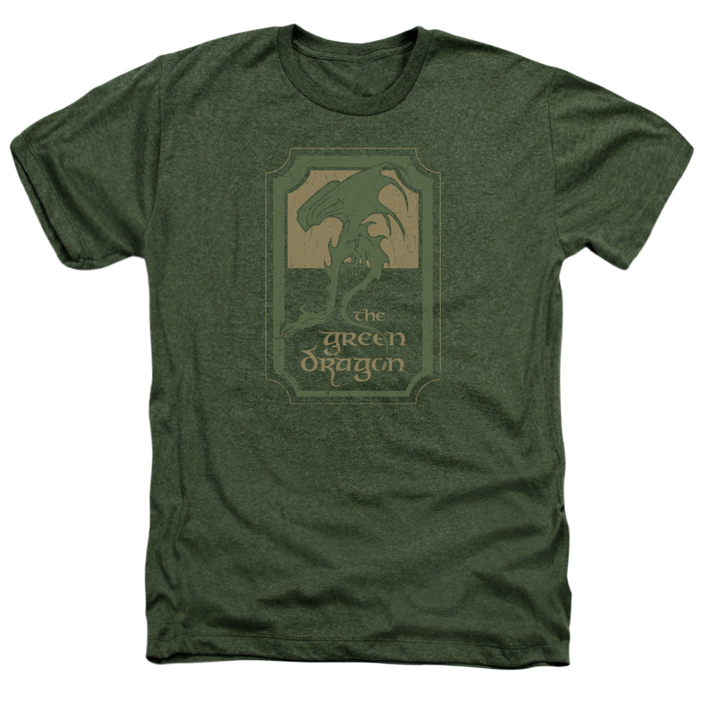 Lord Of The Rings Green Dragon Tavern Men's 30/1 Heather 60 40 Poly Short-Sleeve T-Shirt