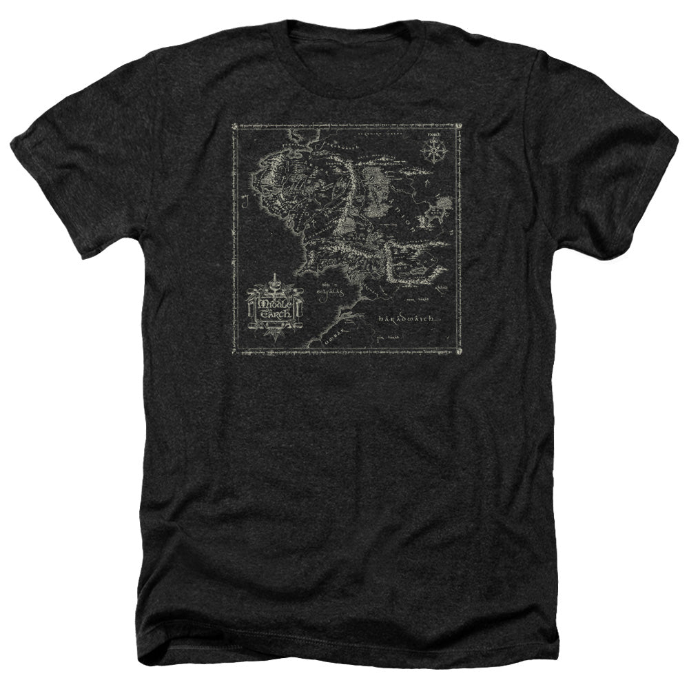Lord Of The Rings Map Of Me Men's 30/1 Heather 60 40 Poly Short-Sleeve T-Shirt