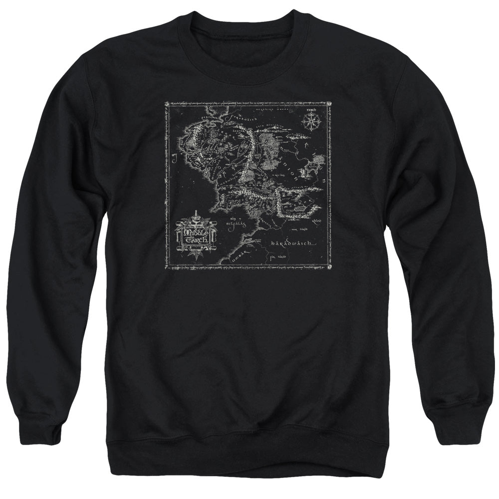 Lord Of The Rings Map Of Me Men's Crewneck 50 50 Poly Long-Sleeve T-Shirt
