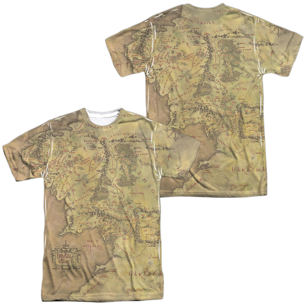 Lord Of The Rings Middle Earth Map (Front/Back Print) Men's Regular Fit Polyester Short-Sleeve T-Shirt