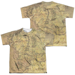 Lord Of The Rings Middle Earth Map (Front/Back Print) Youth Regular Fit Poly Short-Sleeve T-Shirt