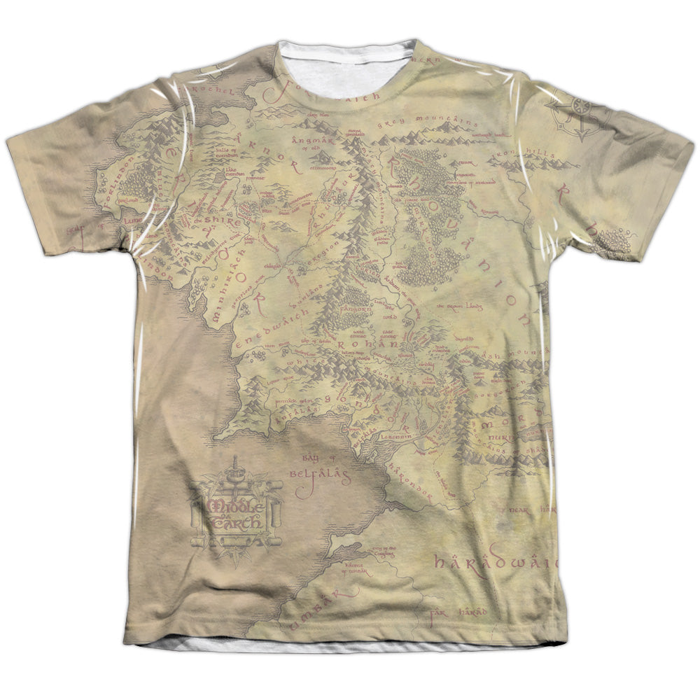 Lord Of The Rings Middle Earth Map Men's Regular Fit Poly Cotton Short-Sleeve T-Shirt