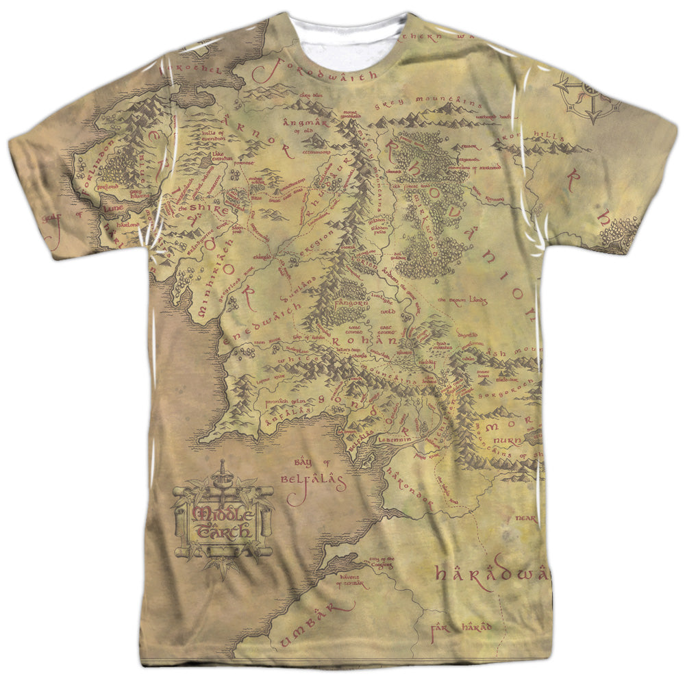 Lord Of The Rings Middle Earth Map Men's Regular Fit Polyester Short-Sleeve T-Shirt