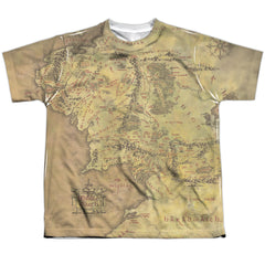 Lord Of The Rings Middle Earth Map Youth Regular Fit Poly Short-Sleeve T-Shirt