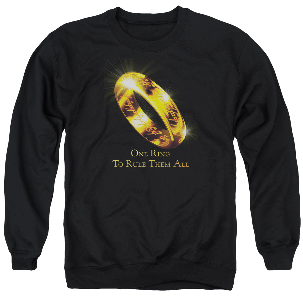 Lord Of The Rings One Ring To Rule Them All Men's Crewneck 50 50 Poly Long-Sleeve T-Shirt