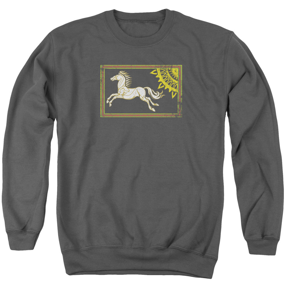 Lord Of The Rings Rohan Banner Men's Crewneck 50 50 Poly Long-Sleeve T-Shirt