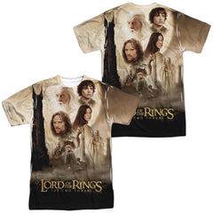 Lord Of The Rings Towers Poster (Front/Back Print) Men's Regular Fit Polyester Short-Sleeve T-Shirt