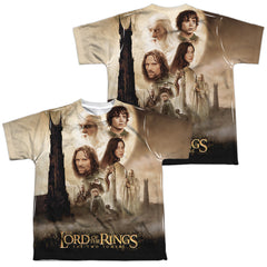 Lord Of The Rings Towers Poster (Front/Back Print) Youth Regular Fit Poly Short-Sleeve T-Shirt