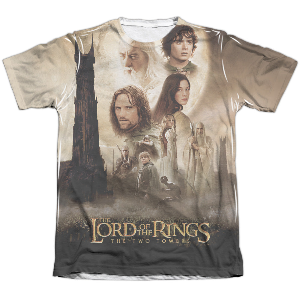 Lord Of The Rings Towers Poster Men's Regular Fit Poly Cotton Short-Sleeve T-Shirt