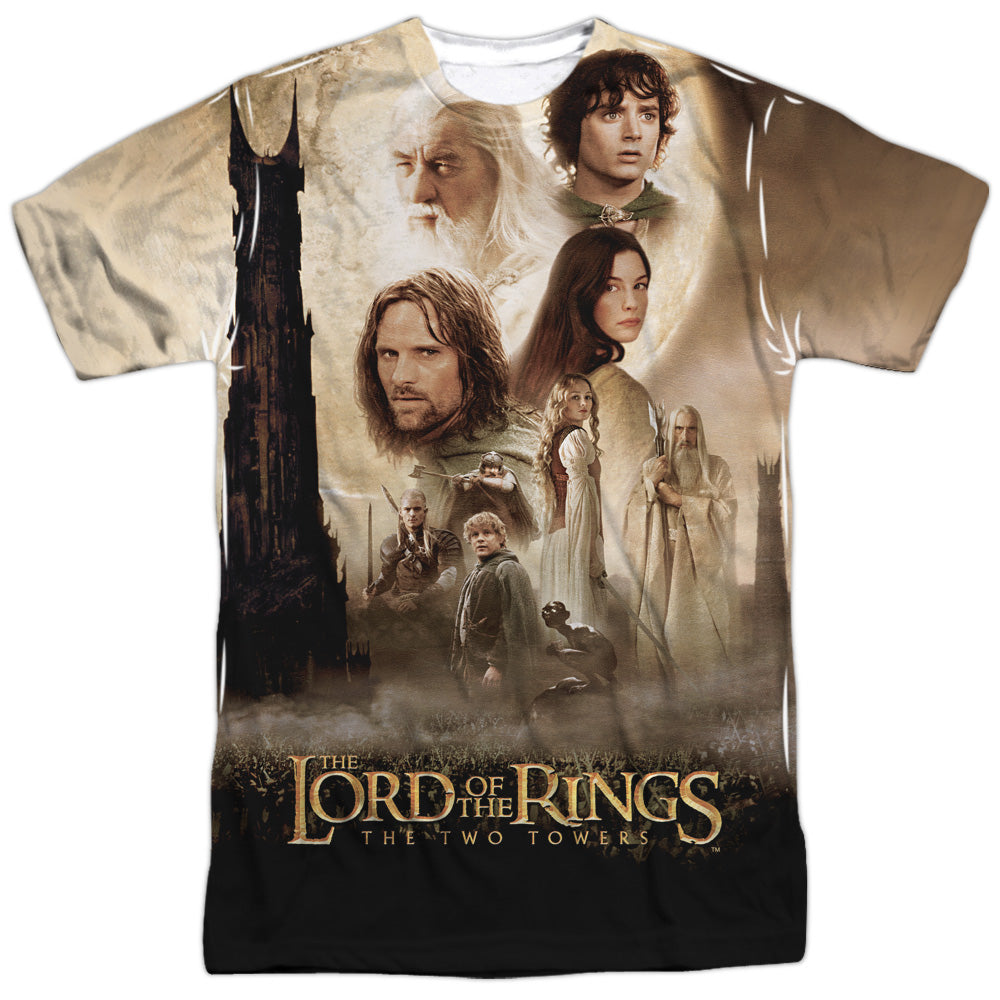 Lord Of The Rings Towers Poster Men's Regular Fit Polyester Short-Sleeve T-Shirt