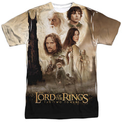 Lord Of The Rings Towers Poster Men's Regular Fit Polyester Short-Sleeve T-Shirt