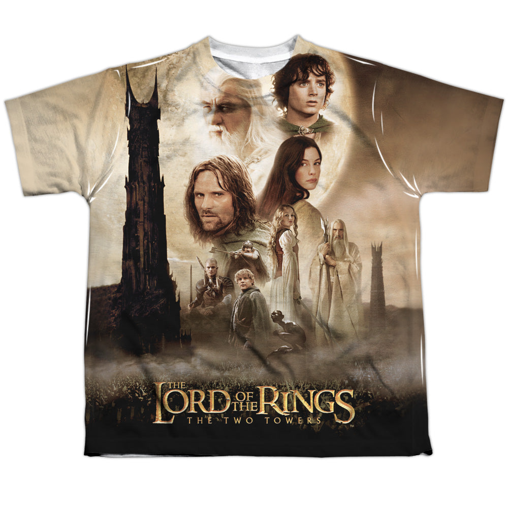 Lord Of The Rings Towers Poster Youth Regular Fit Poly Short-Sleeve T-Shirt