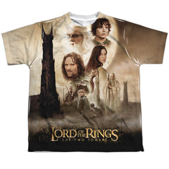 Lord Of The Rings Towers Poster Youth Regular Fit Poly Short-Sleeve T-Shirt