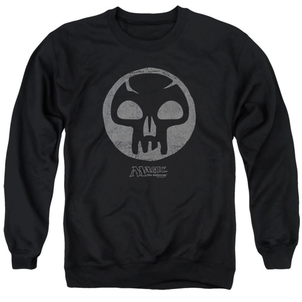 Magic The Gathering Black Symbol Men's Crewneck 50 50 Poly Long-Sleeve T-Shirt