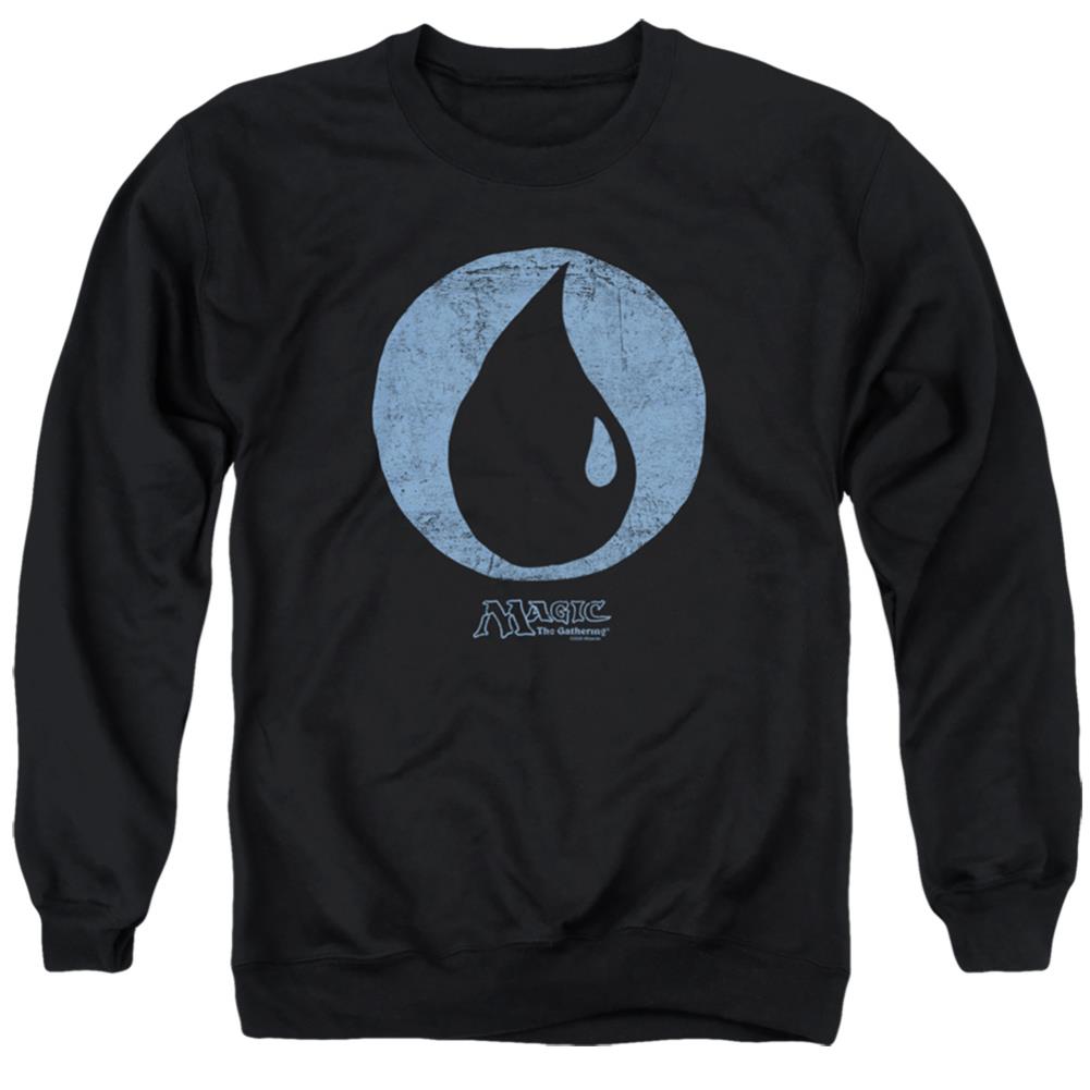Magic The Gathering Blue Symbol Men's Crewneck 50 50 Poly Long-Sleeve T-Shirt