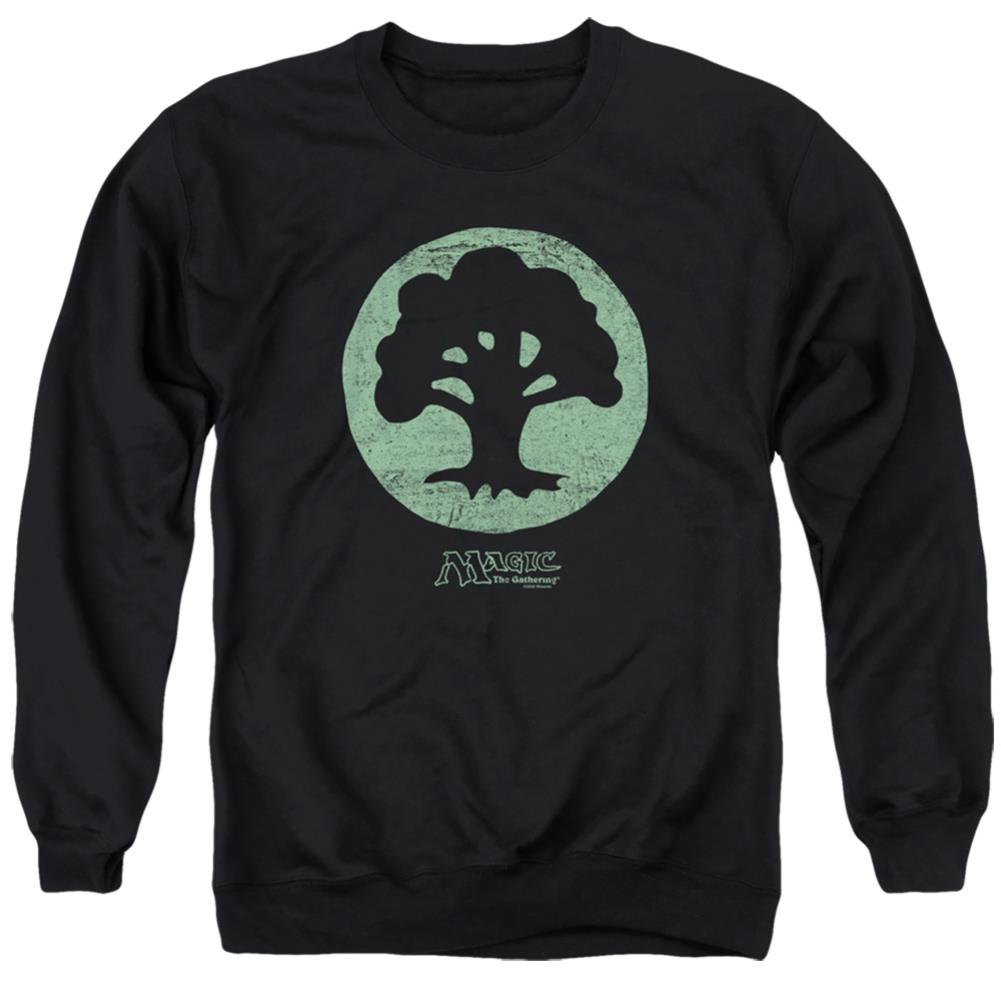 Magic The Gathering Green Symbol Men's Crewneck 50 50 Poly Long-Sleeve T-Shirt