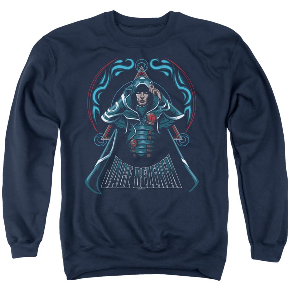 Magic The Gathering Jace Men's Crewneck 50 50 Poly Long-Sleeve T-Shirt