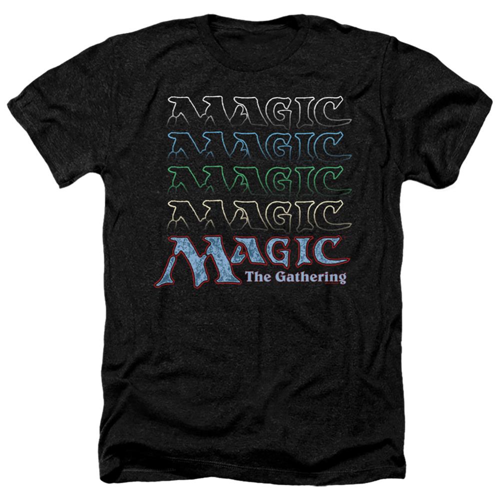 Magic The Gathering Retro Logo Repeat Men's 30/1 Heather 60 40 Poly Short-Sleeve T-Shirt