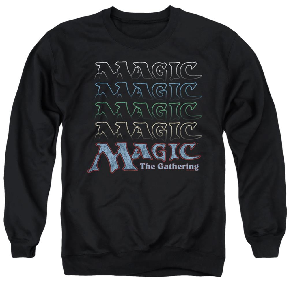 Magic The Gathering Retro Logo Repeat Men's Crewneck 50 50 Poly Long-Sleeve T-Shirt