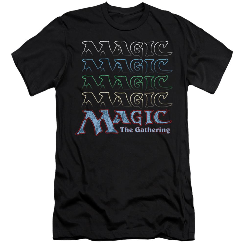 Magic The Gathering Retro Logo Repeat Men's Ultra-Soft 30/1 Cotton Slim Short-Sleeve T-Shirt