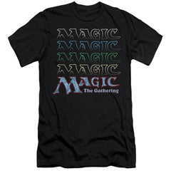 Magic The Gathering Retro Logo Repeat Men's Ultra-Soft 30/1 Cotton Slim Short-Sleeve T-Shirt