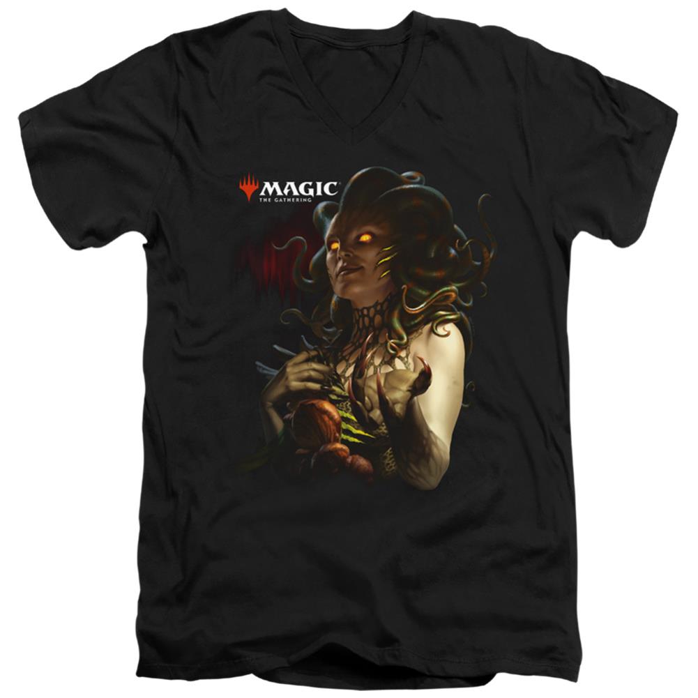 Magic The Gathering Vraska Queen Of Golgari Men's 30/1 Cotton Slim V-Neck T-Shirt