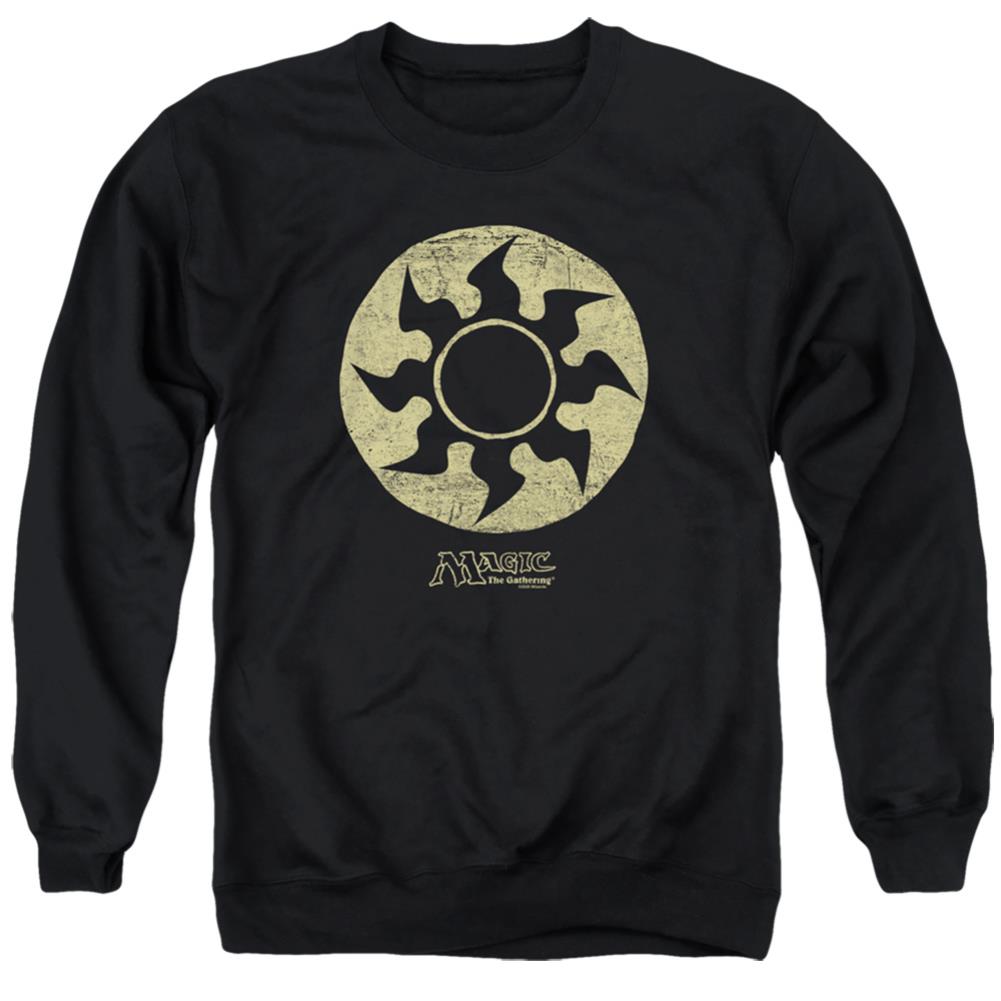 Magic The Gathering White Symbol Men's Crewneck 50 50 Poly Long-Sleeve T-Shirt