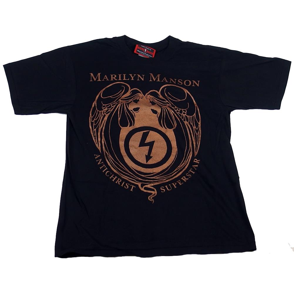 Marilyn Manson Men's Copper Glitter Antichrist Superstar Logo Black T-Shirt