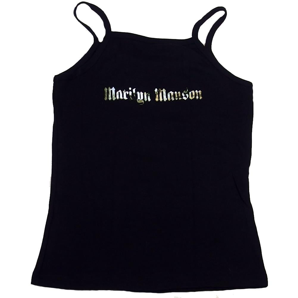 Marilyn Manson Women's Holy Wood Logo Black Strap Cami Babydoll Tank Top