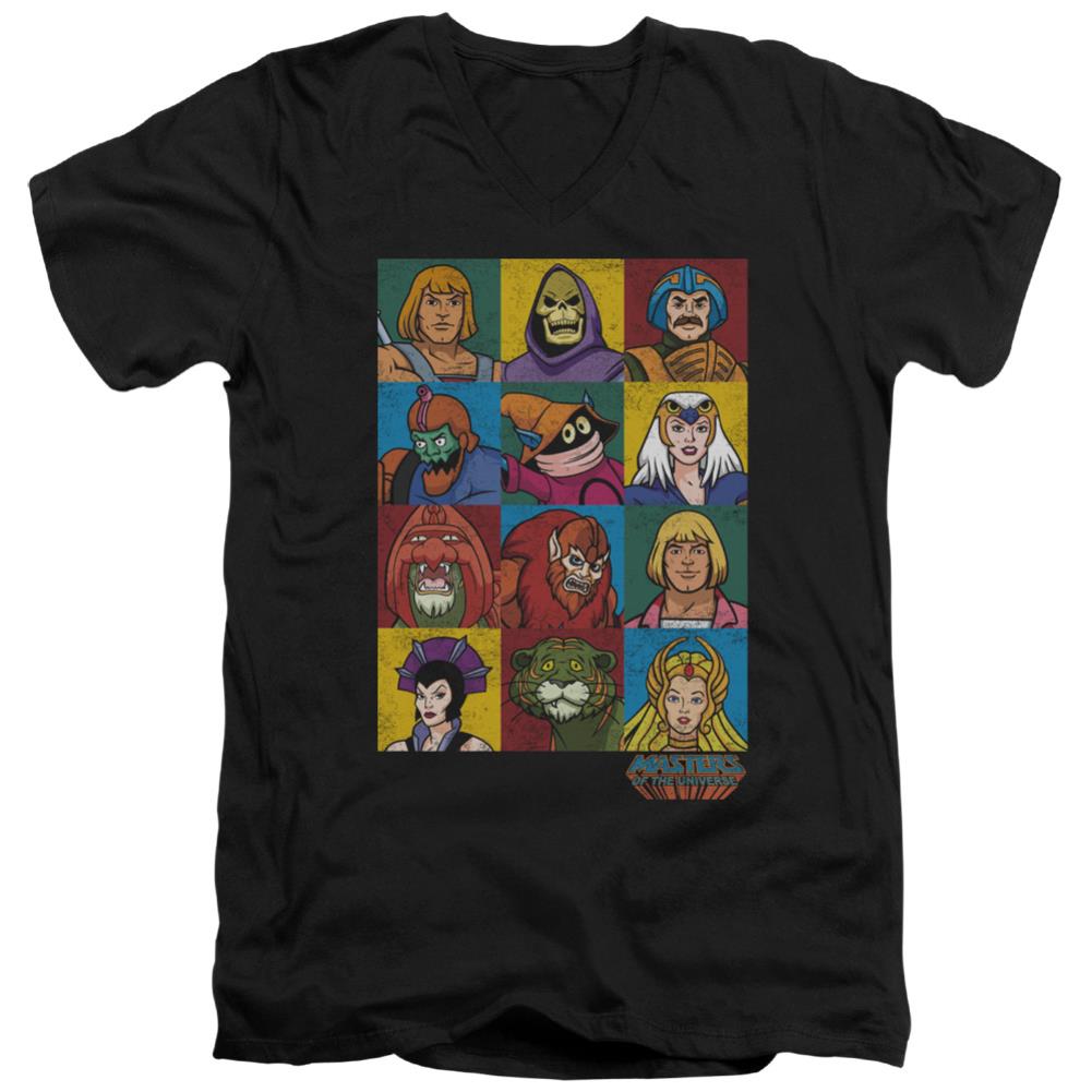 Masters Of The Universe Character Heads Men's 30/1 Cotton Slim V-Neck T-Shirt
