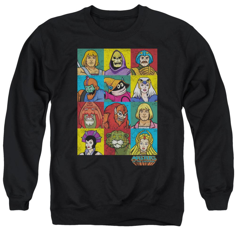 Masters Of The Universe Character Heads Men's Crewneck 50 50 Poly Long-Sleeve T-Shirt