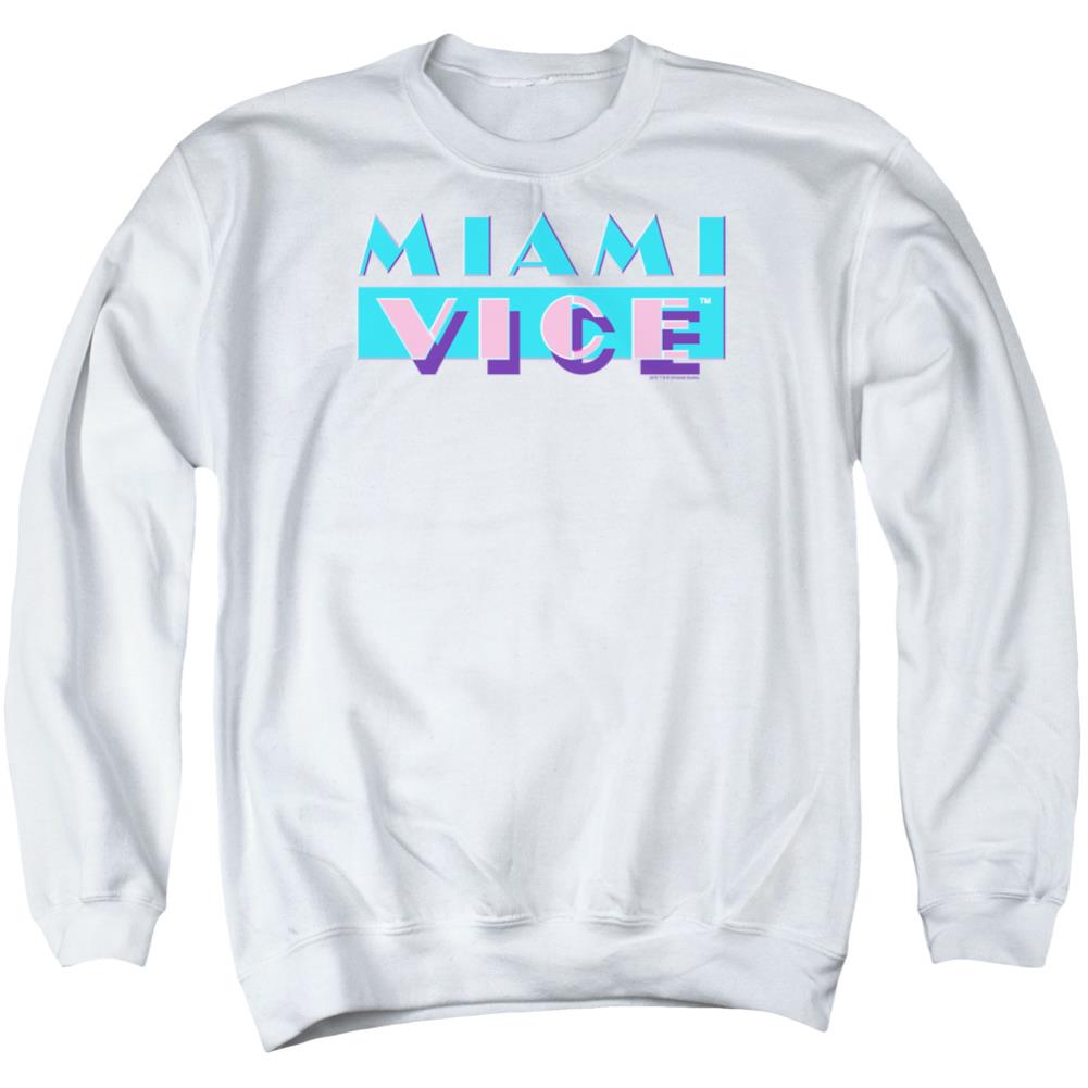 Miami Vice Logo Men's Crewneck 50 50 Poly Long-Sleeve T-Shirt