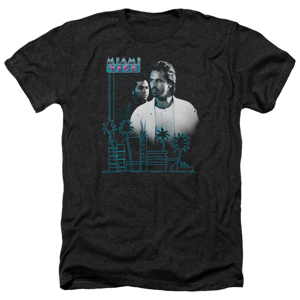 Miami Vice Looking Out Men's 30/1 Heather 60 40 Poly Short-Sleeve T-Shirt