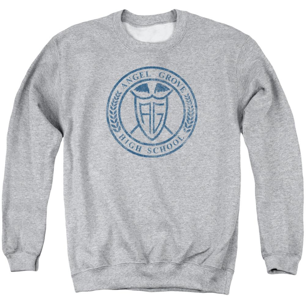 Mighty Morphin Power Rangers Angel Grove Hs Men's Crewneck 50 50 Poly Long-Sleeve T-Shirt