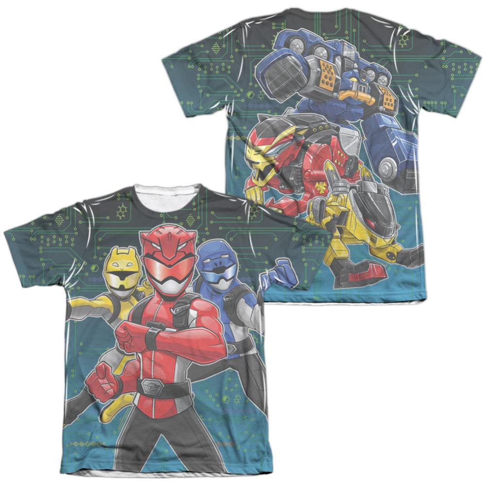 Mighty Morphin Power Rangers Battle Stance (Front/Back Print) Men's Regular Fit Poly Cotton Short-Sleeve T-Shirt