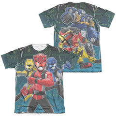 Mighty Morphin Power Rangers Battle Stance (Front/Back Print) Men's Regular Fit Poly Cotton Short-Sleeve T-Shirt