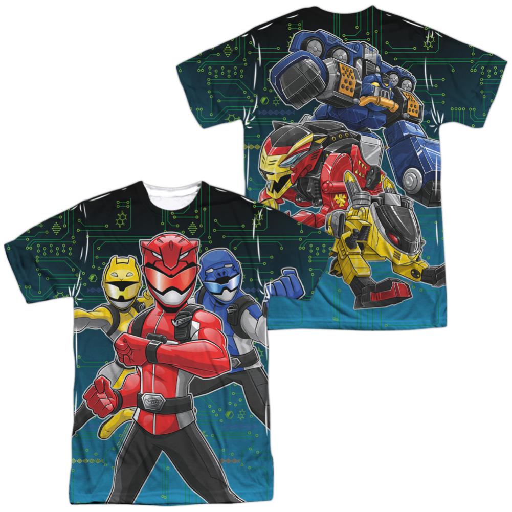 Mighty Morphin Power Rangers Battle Stance (Front/Back Print) Men's Regular Fit Polyester Short-Sleeve T-Shirt