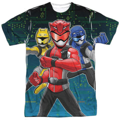 Mighty Morphin Power Rangers Battle Stance Men's Regular Fit Polyester Short-Sleeve T-Shirt