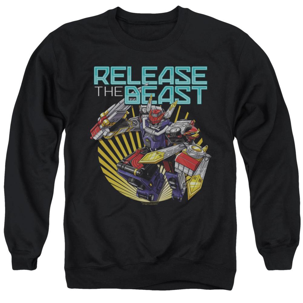 Mighty Morphin Power Rangers Beast Release Men's Crewneck 50 50 Poly Long-Sleeve T-Shirt